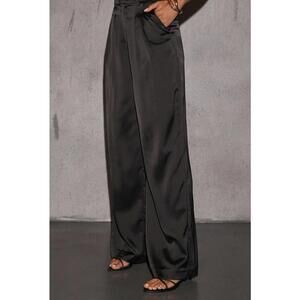 Vintage Nell Flowers 100% Silk Black Trousers Size M